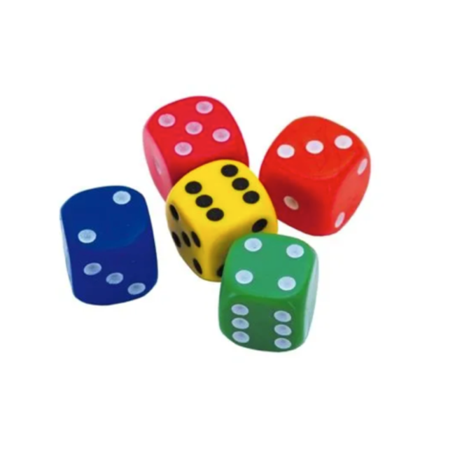 Terninger til matematik "alm spilleterninger" 5 stk 16 mm