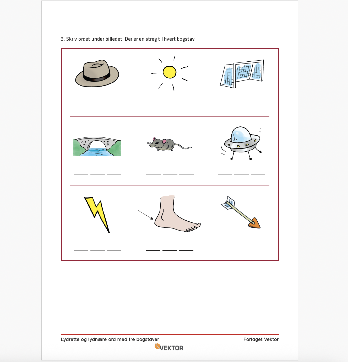 Lydrette og lydnære ord med 3 bogstaver eksempel