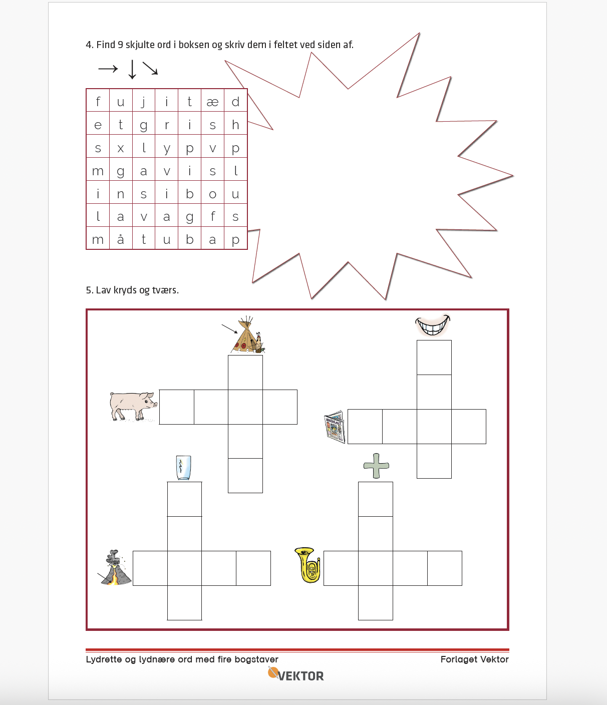 Lydrette og lydnære ord med 4 bogstaver