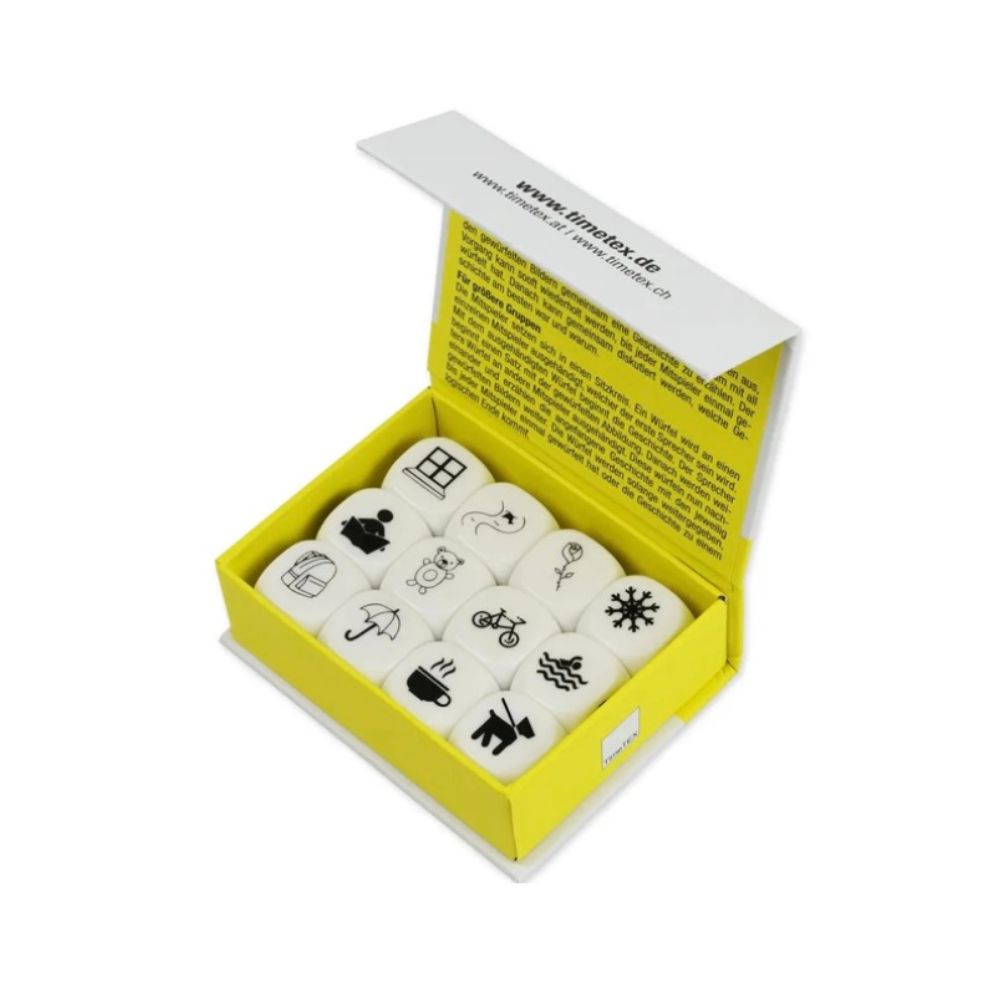 Forlaget Vektor · Dansk/Fremmedsprog · Terningesæt · Würfel-Set "Fantasie" Hvert kast åbner for nye historier – motiverne på terningerne giver inspiration til differentieret og engagerende fortælleaktiviteter.