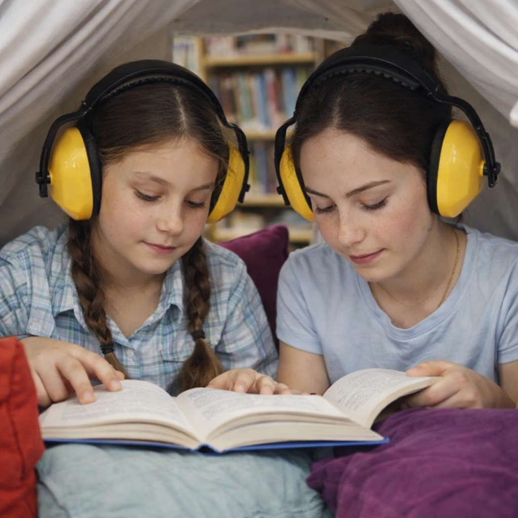 Forlaget Vektor – tværfagligt – høreværn – Auris Style. Bløde ørekapsler og justerbar pasform giver børn behagelig ro i støjende læringsmiljøer og under selvstændigt arbejde.